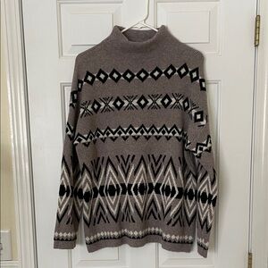 Christian Siriano Geometric Pattern Gray/Purple Sweater, L